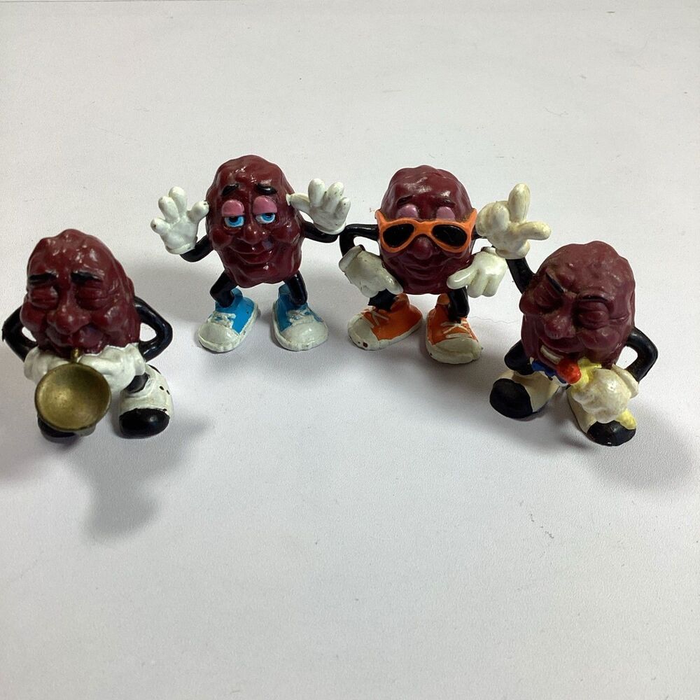 Vtg 1987 California Raisins Lot 4 Figures Sax Mic Orange Blue Sneakers Calrab